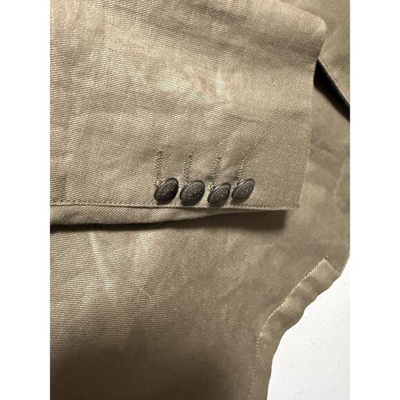 John Varvatos USA Blazer Mens 46 Khaki Linen Luxe Two Button Notch Lapel Jacket - Picture 6 of 16